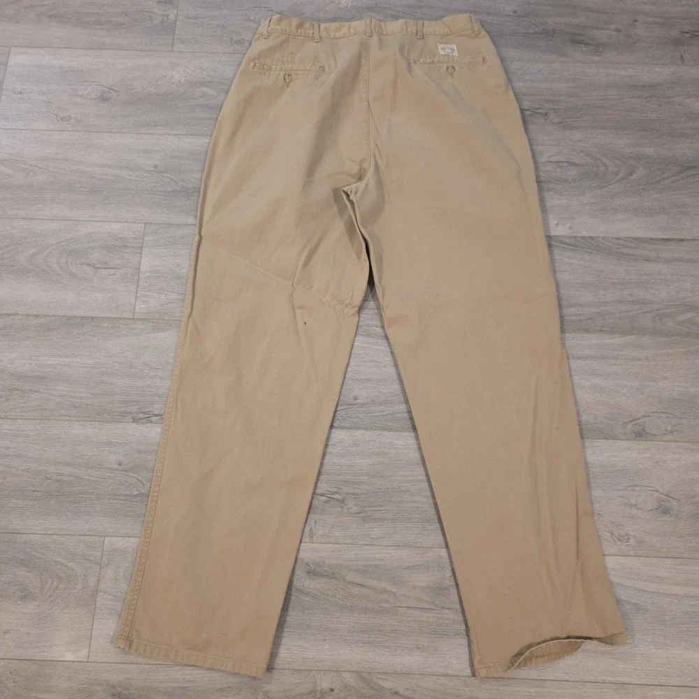 Vtg Polo Ralph Lauren Khaki Chino Pants Mens 35x32 Dark Tan Preppy Classic 90s